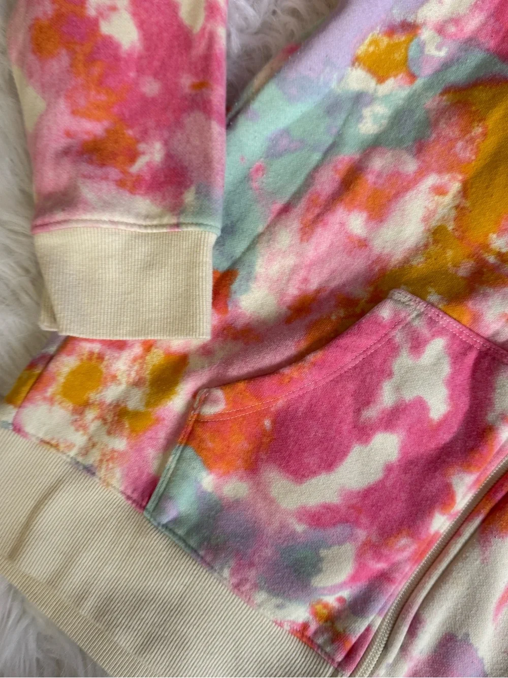 Cat & Jack Pink Multi Tie-Dye Zip Front Hoodie